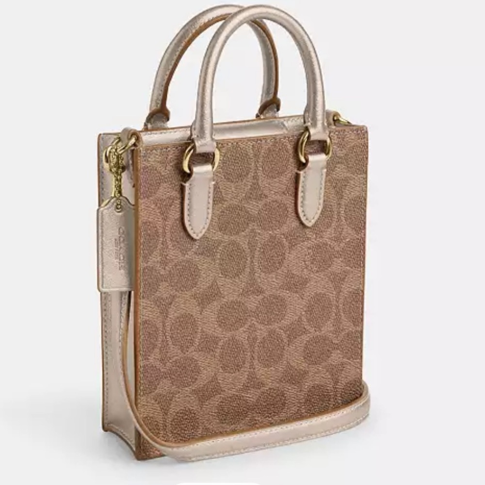 Coach print gift square mini bag with heart keychain - Picture 7 of 10